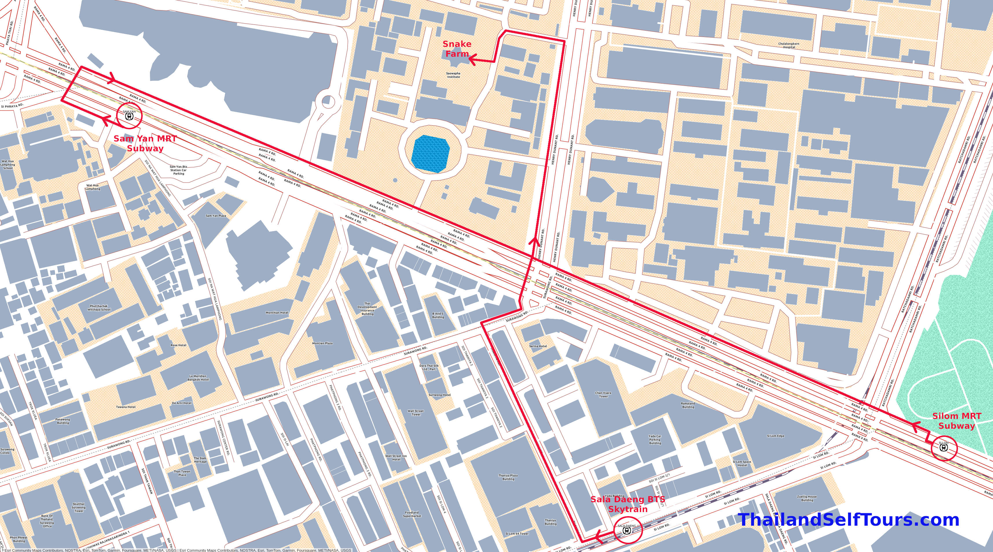 Map on how to get to the Bangkok Snake Farm (Queen Saovabha Memorial Institute)