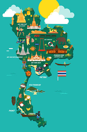 Thailand destinations map
